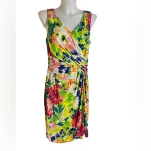 Chaps Ralph Lauren Bright
Multi Colour Floral Surplice Faux Wrap Dress XL